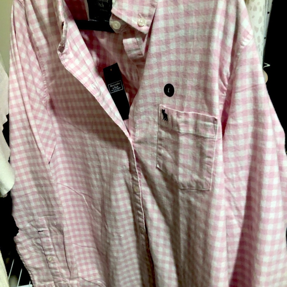 Abercrombie & Fitch Pink Plaid Shirt Size Large